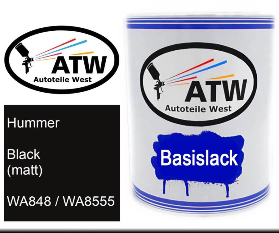 Hummer, Black (matt), WA848 / WA8555: 1L Lackdose, von ATW Autoteile West.